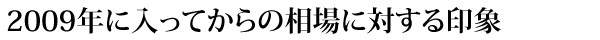 2009年に入ってからの相場に対する印象